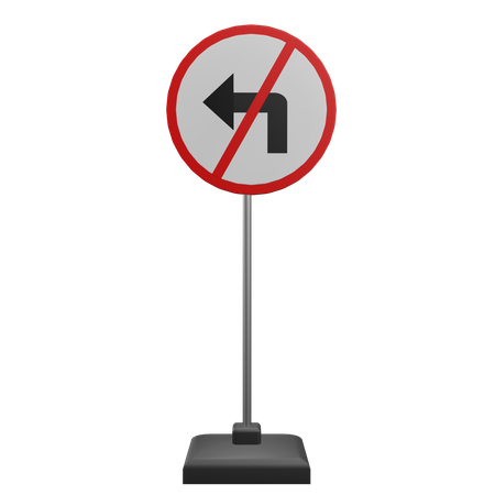 No Left Turn Sign  3D Icon