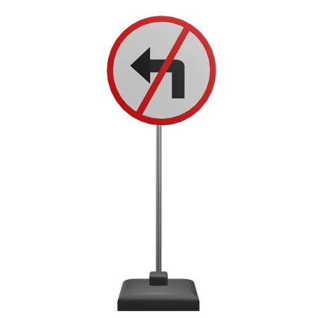 No Left Turn Sign  3D Icon