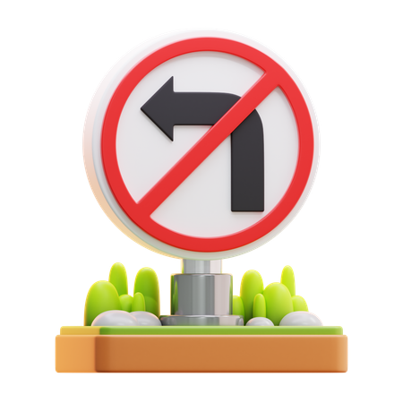 No left turn sign  3D Icon