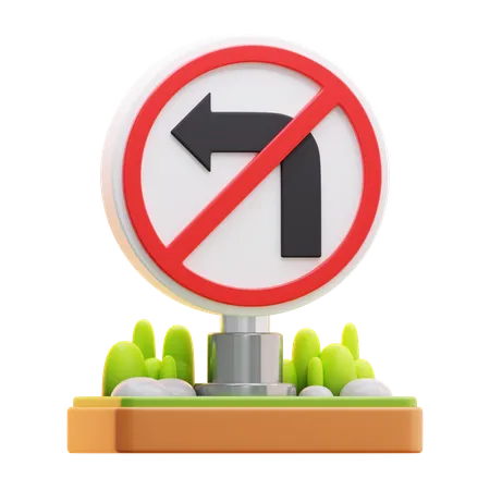 No left turn sign  3D Icon