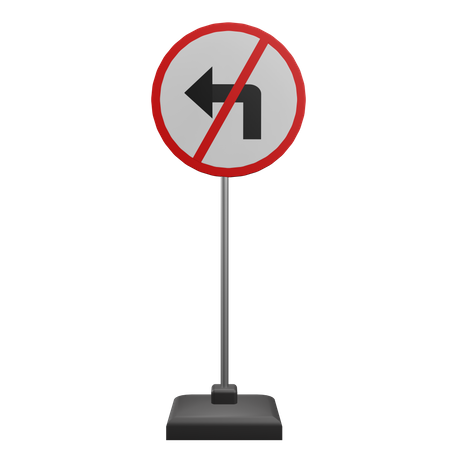 No Left Turn Sign 3D Icon