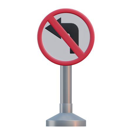 No Left Turn Sign  3D Icon