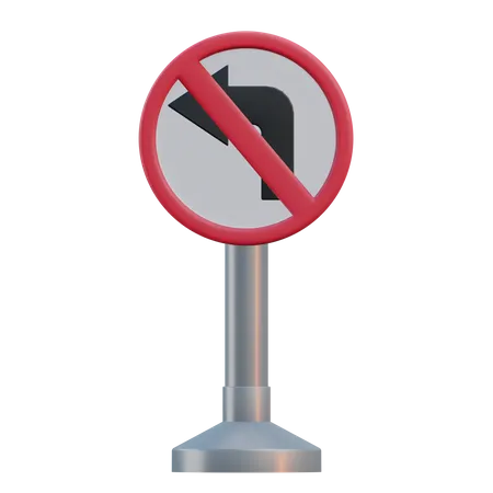 No Left Turn Sign 3 D Traffic Sign Illustration 3D Icon
