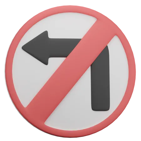 No Left Turn Sign  3D Icon
