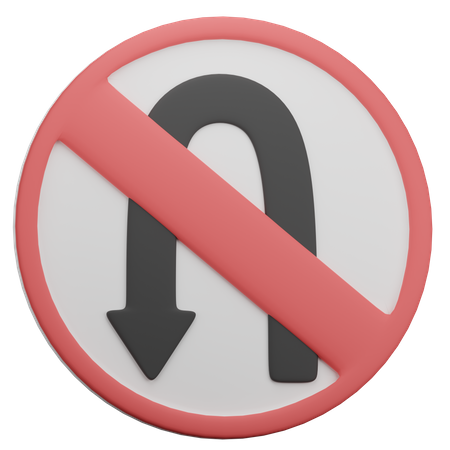 No Left U Turn  3D Icon