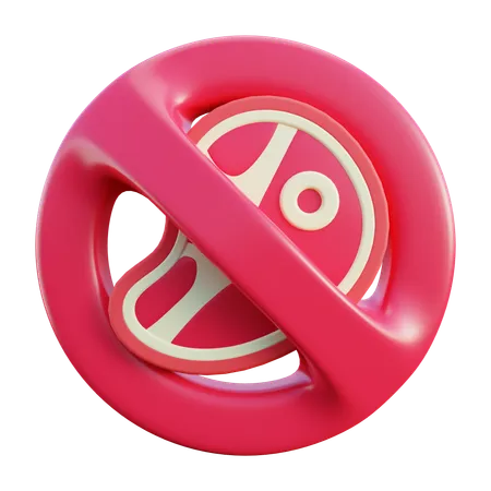 No Meat Icon Sign 3D Icon