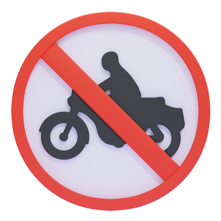 No Motorcycles Traffic Sign  3D Icon