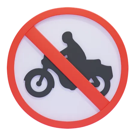 No Motorcycles Traffic Sign  3D Icon