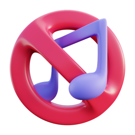 No Music Sign  3D Icon