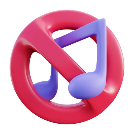 No Music Icon Sign 3D Icon