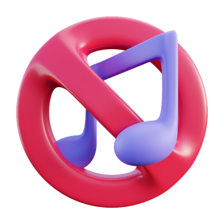 No Music Sign  3D Icon