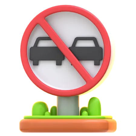 No Overtaking Sign  3D Icon