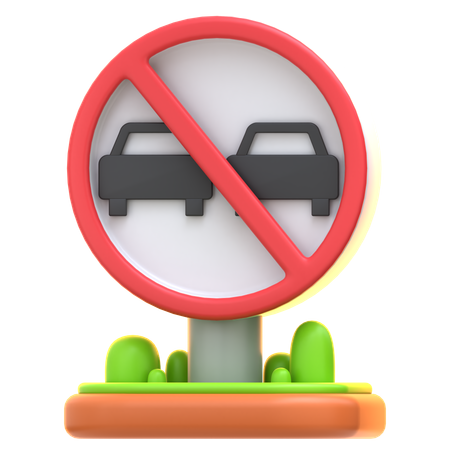 No Overtaking Sign  3D Icon