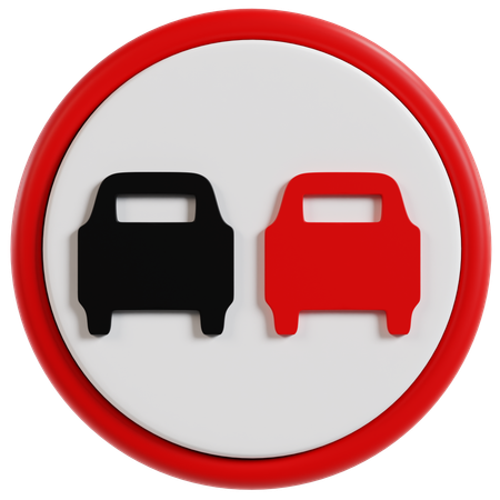 No Overtaking Traffic Sign  3D Icon