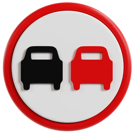 No Overtaking Traffic Sign  3D Icon