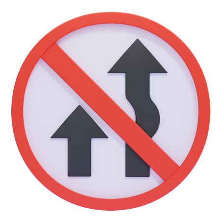 No Overtaking Traffic Sign  3D Icon