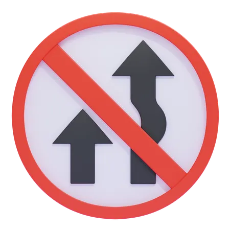 No Overtaking Traffic Sign  3D Icon