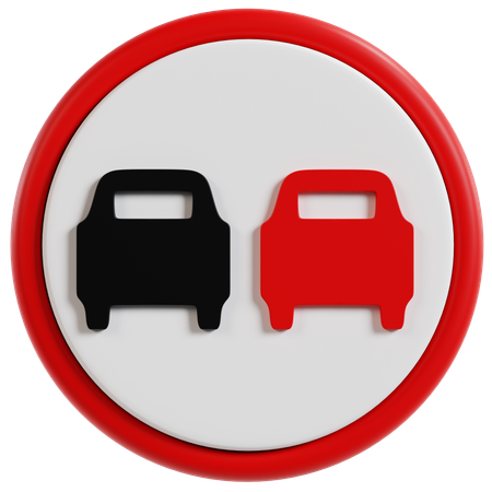No Overtaking Traffic Sign  3D Icon