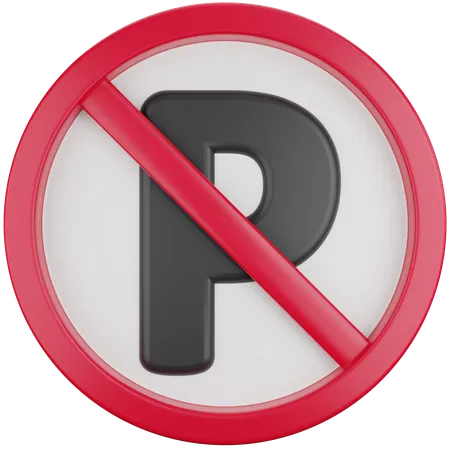 No Parking Sign 3D Icon