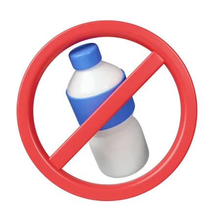 3 D No Plastic Bottles Save Earth Save Environment Concept Icon Isolated On White Background 3 D Rendering Illustration Clipping Path 3D Icon