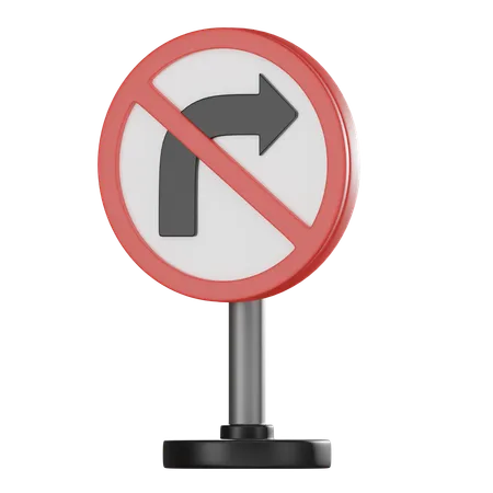 No right turn  3D Icon