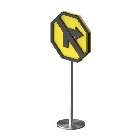 No Right Turn  3D Illustration