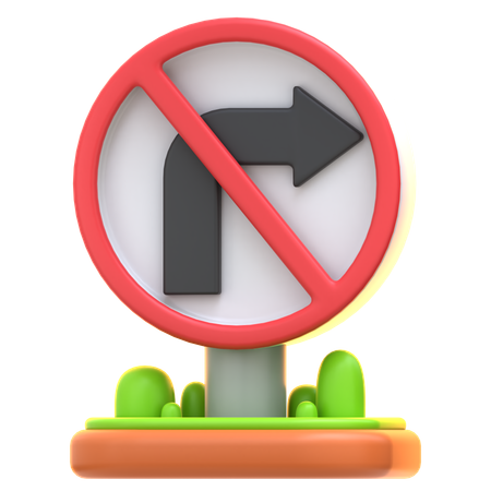 No Right Turn Sign  3D Icon