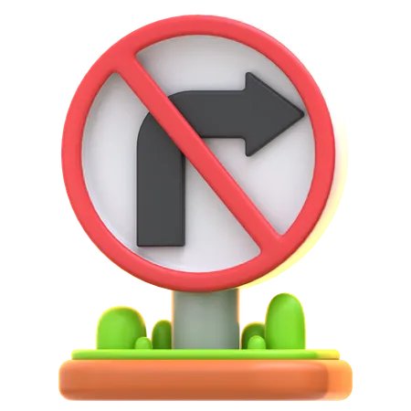 No Right Turn Sign  3D Icon