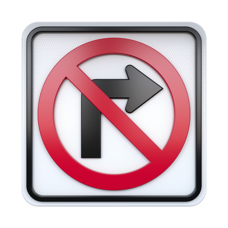 No Right Turn Sign  3D Icon