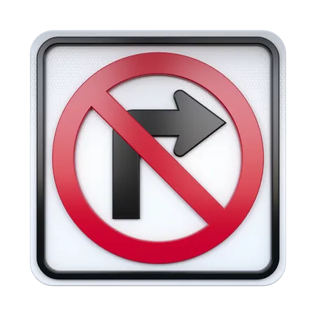 No Right Turn Sign  3D Icon