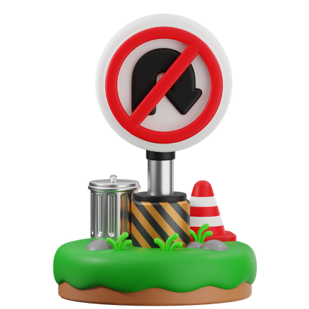 No Right Turn Sign  3D Icon