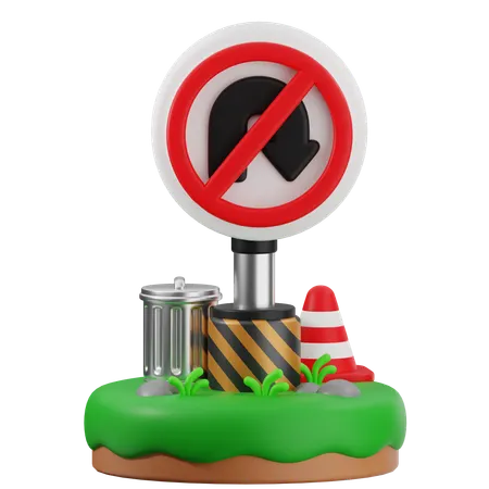 No Right Turn Sign  3D Icon