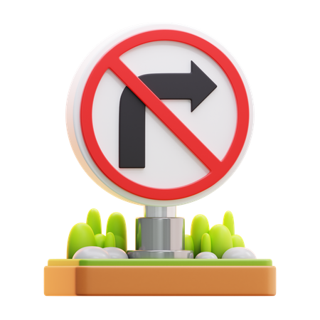 No right turn sign  3D Icon