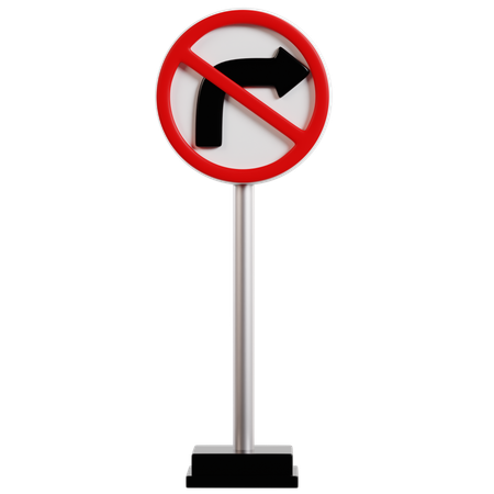 No Right Turn Sign  3D Icon