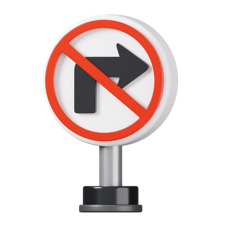 No Right Turn Sign  3D Icon