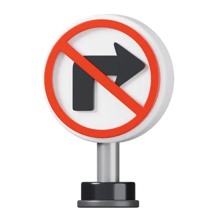 No Right Turn Sign  3D Icon