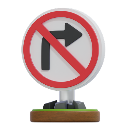 NO RIGHT TURN SIGN  3D Icon