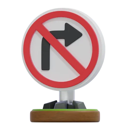 NO RIGHT TURN SIGN  3D Icon