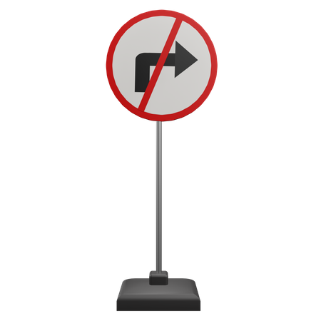 No Right Turn Sign  3D Icon