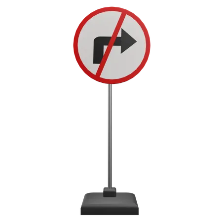 No Right Turn Sign  3D Icon