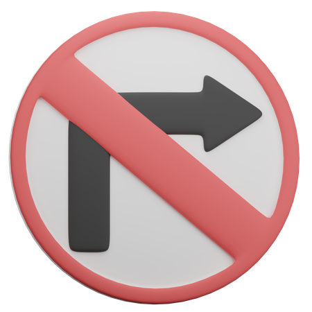 No Right Turn Sign  3D Icon