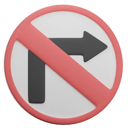 No Right Turn Sign  3D Icon