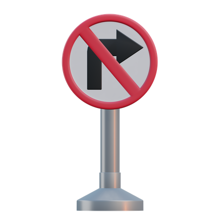 No Right Turn Sign  3D Icon