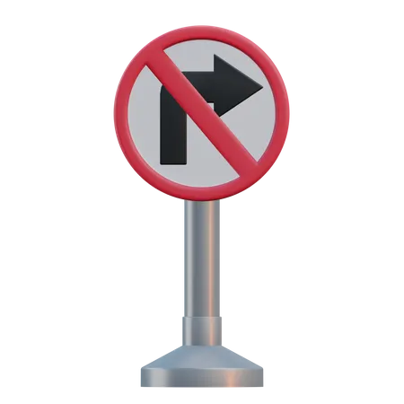 No Right Turn Sign  3D Icon