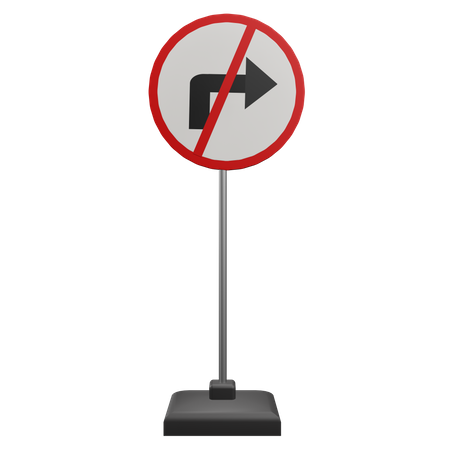 No Right Turn Sign 3D Icon