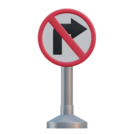No Right Turn Sign 3 D Traffic Sign Illustration 3D Icon