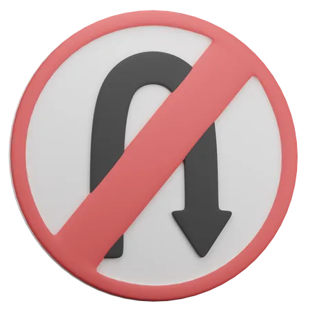 No Right U Turn  3D Icon