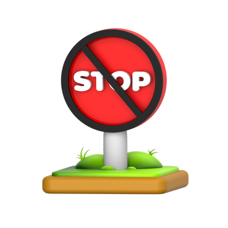 NO stop sign  3D Icon