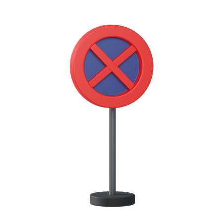 No stopping traffic pole  3D Illustration