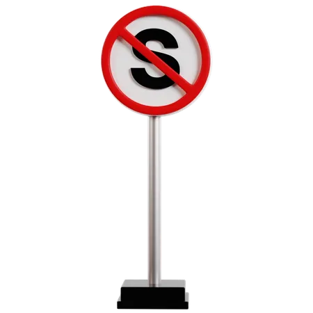 No Stopping Traffic Sign  3D Icon